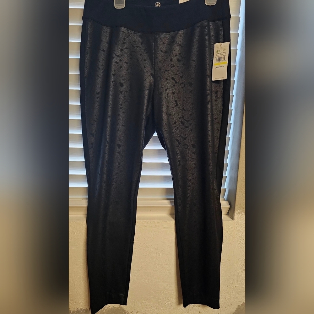 GAIAM Black Metallic Leopard Print Leggings